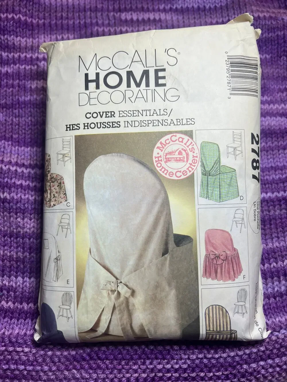 McCalls 2787 sewing pattern chair covers slip cover
